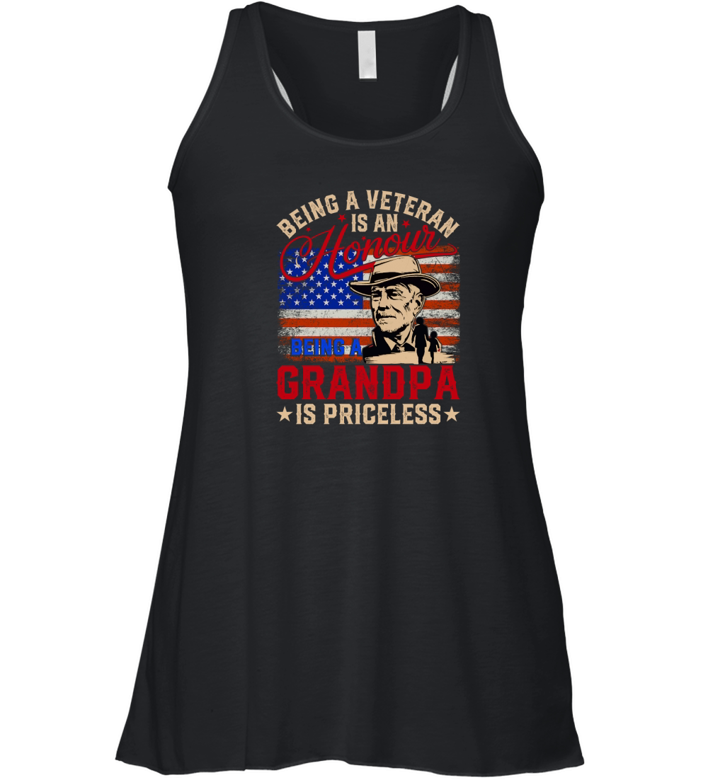 Being a veteran is an honour being a grandpa is priceless Women's Flowy Tank Top