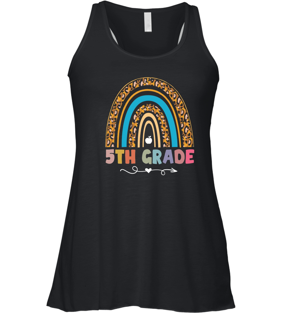 Leopard Rainbow Fifth Grade Teacher Student Back To School Women's Flowy Tank Top