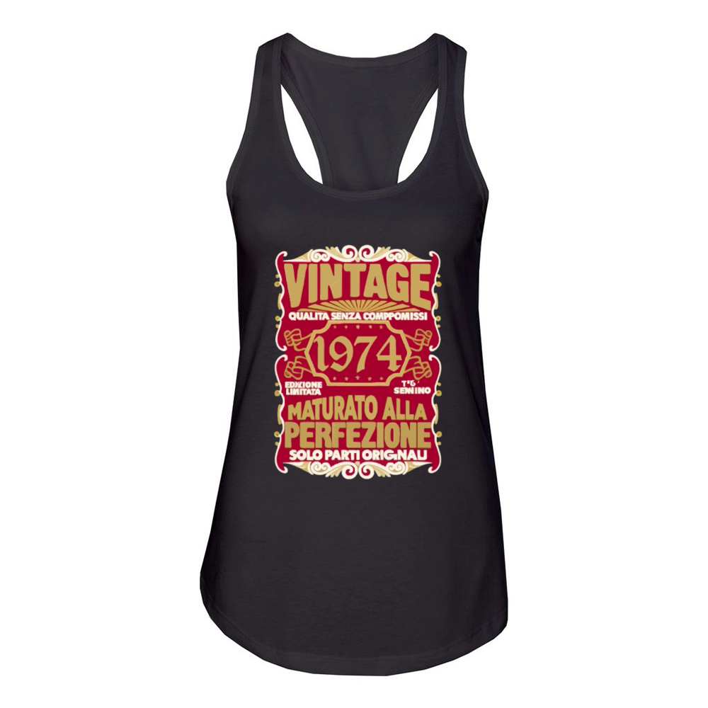 50 Compleanno 50 Uomo Anni Retro Vintage 1974 Reg Women's Racerback Tank