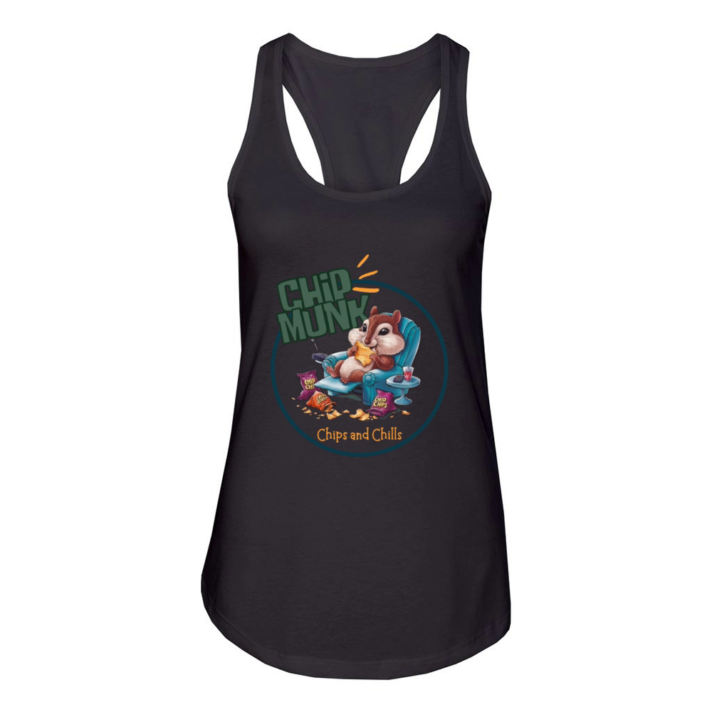 Cute chill Chipmunk Snack Time design Women's Racerback Tank