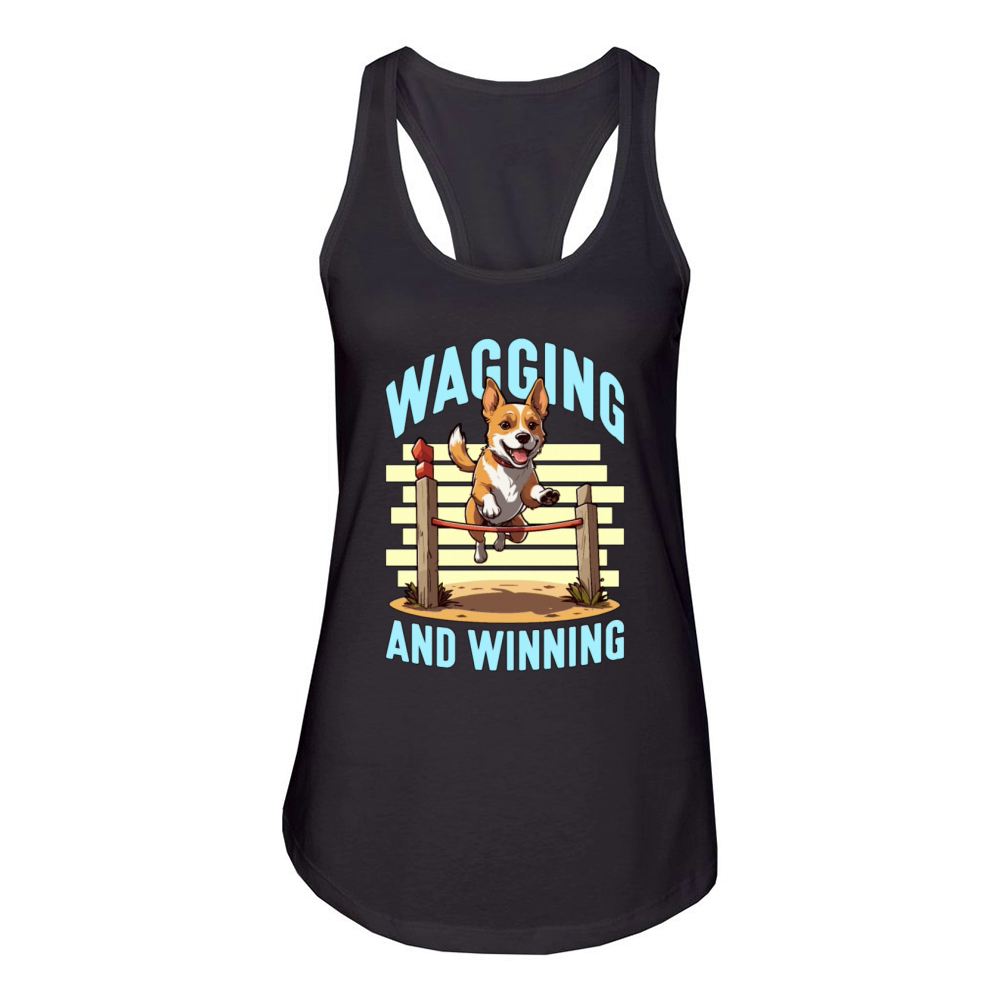 Dog Agility Training Wagging And Winning Dog Sport Women's Racerback Tank