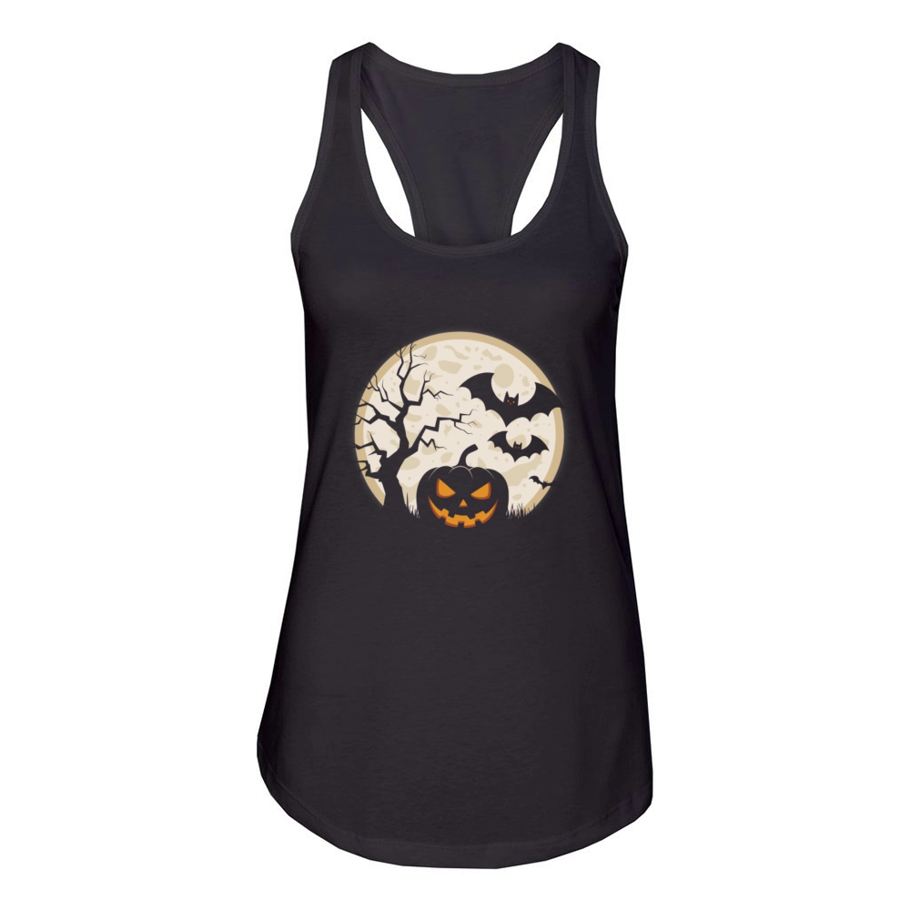 Vintage Pumpkin Scene Halloween Classic T-Shirt Women's Racerback Tank