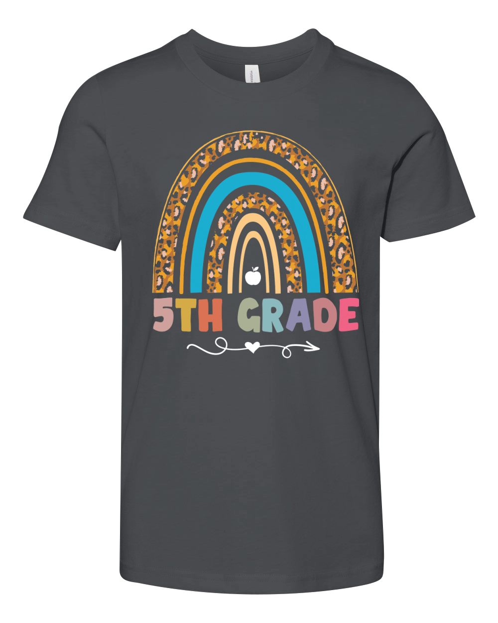 Leopard Rainbow Fifth Grade Teacher Student Back To School Youth Unisex Jersey Tee