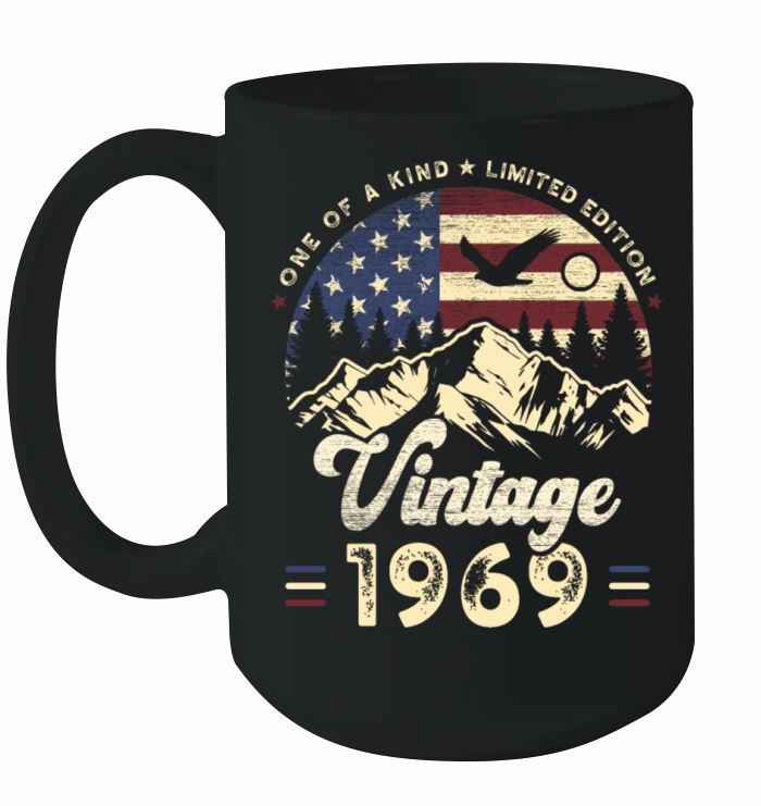 Vintage 1969 Birthday American Flag Ceramic Mug