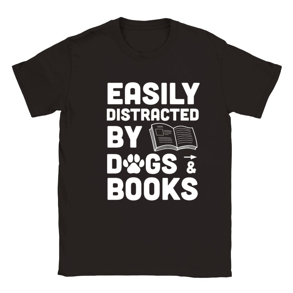 Easily By Dogs Book Lover Reader Funny Reading Classic Kids Crewneck T-shirt