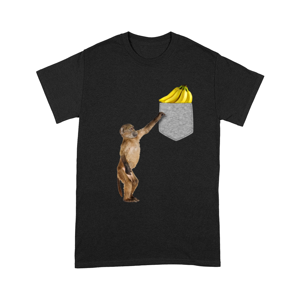 Monkey Reaching For Banana In Fake Pocket Animal Comfort T-shirt