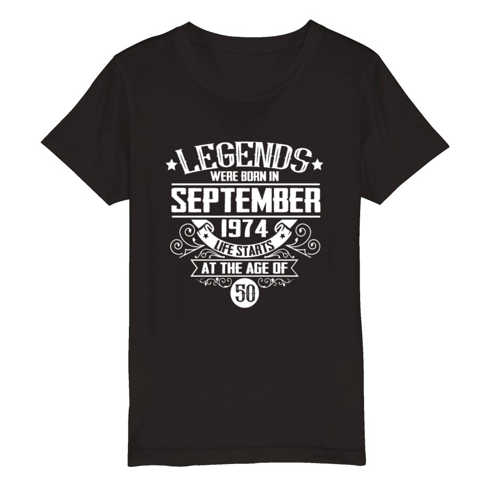 50th birthday legends born September 1974 vintage Organic Kids Crewneck T-shirt