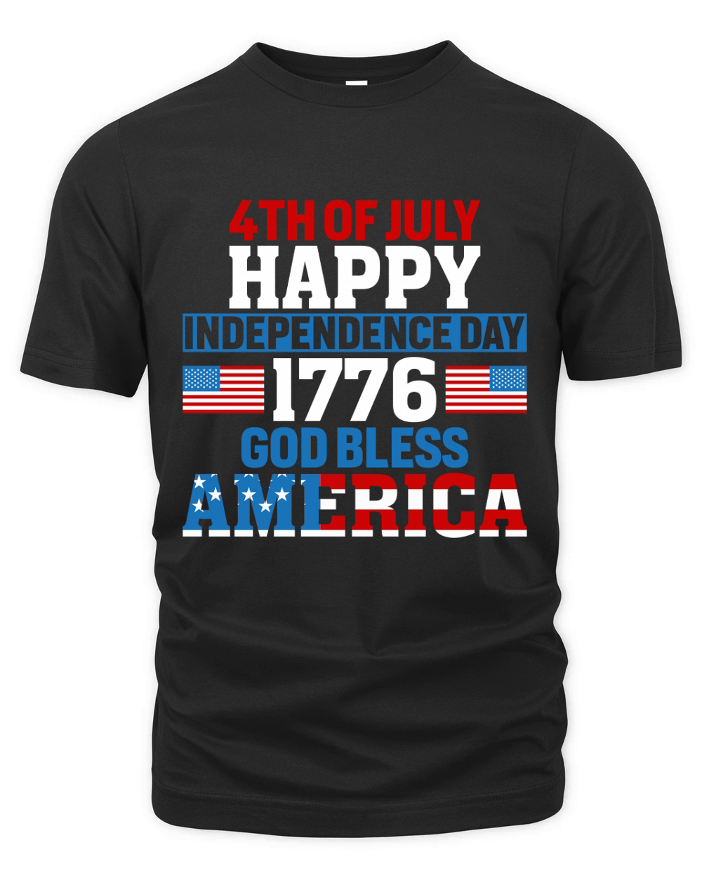 4th of July happy Independence 1776 God Bless America Organic Unisex T-shirt