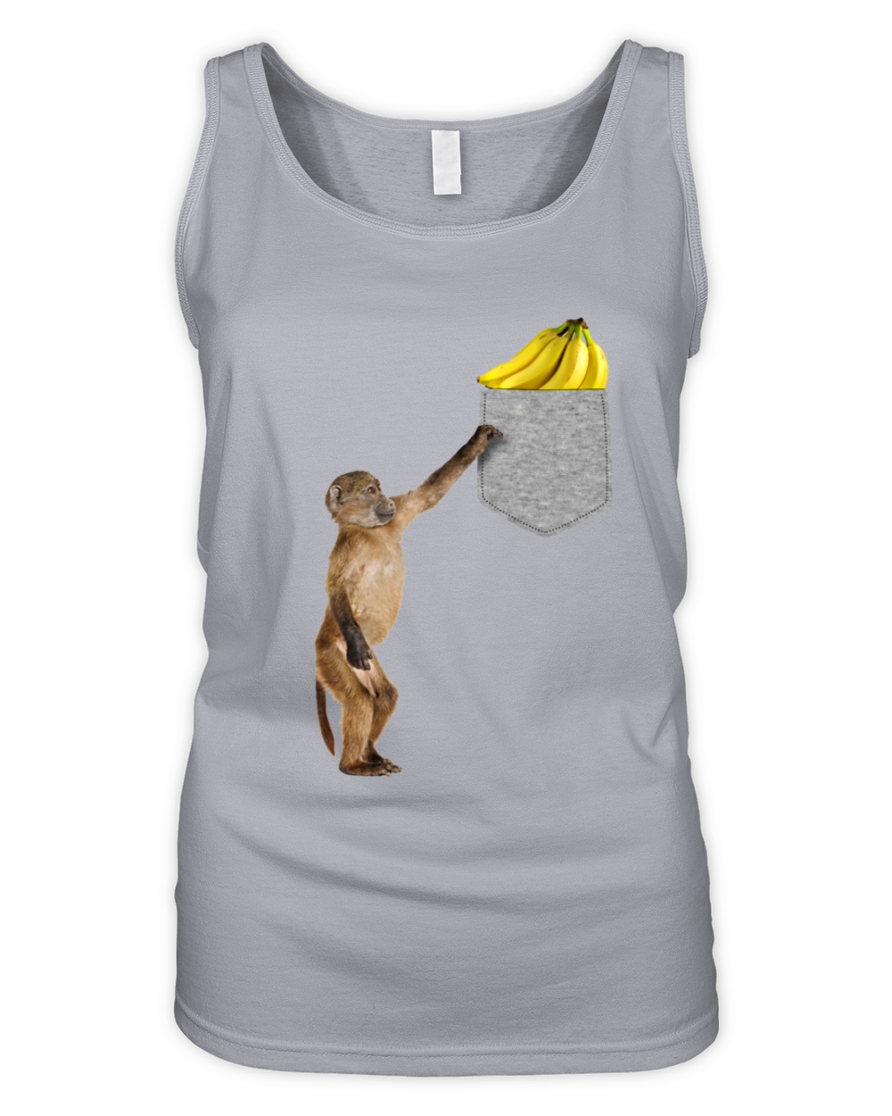 Monkey Reaching For Banana In Fake Pocket Animal Organic Women's Tank Top