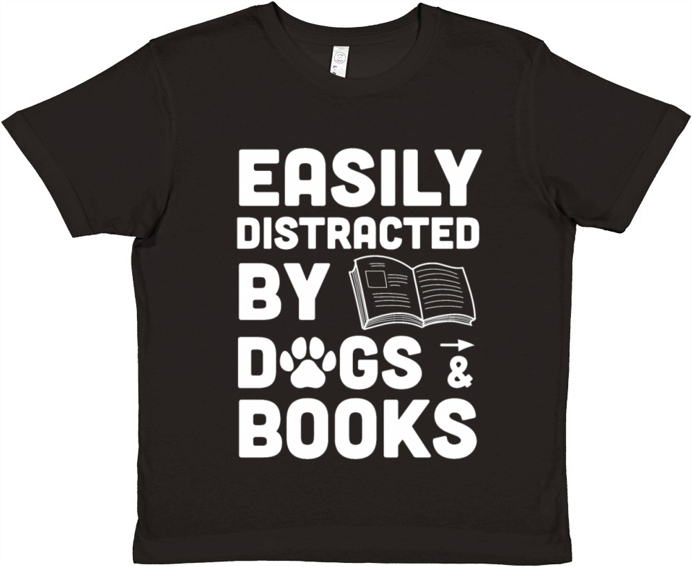 Easily By Dogs Book Lover Reader Funny Reading Premium Kids Crewneck T-shirt