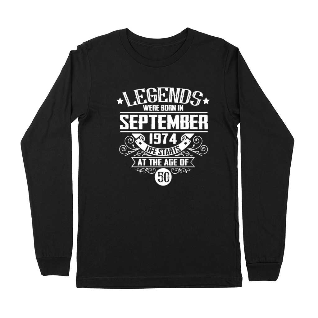 50th birthday legends born September 1974 vintage Premium Long Sleeve