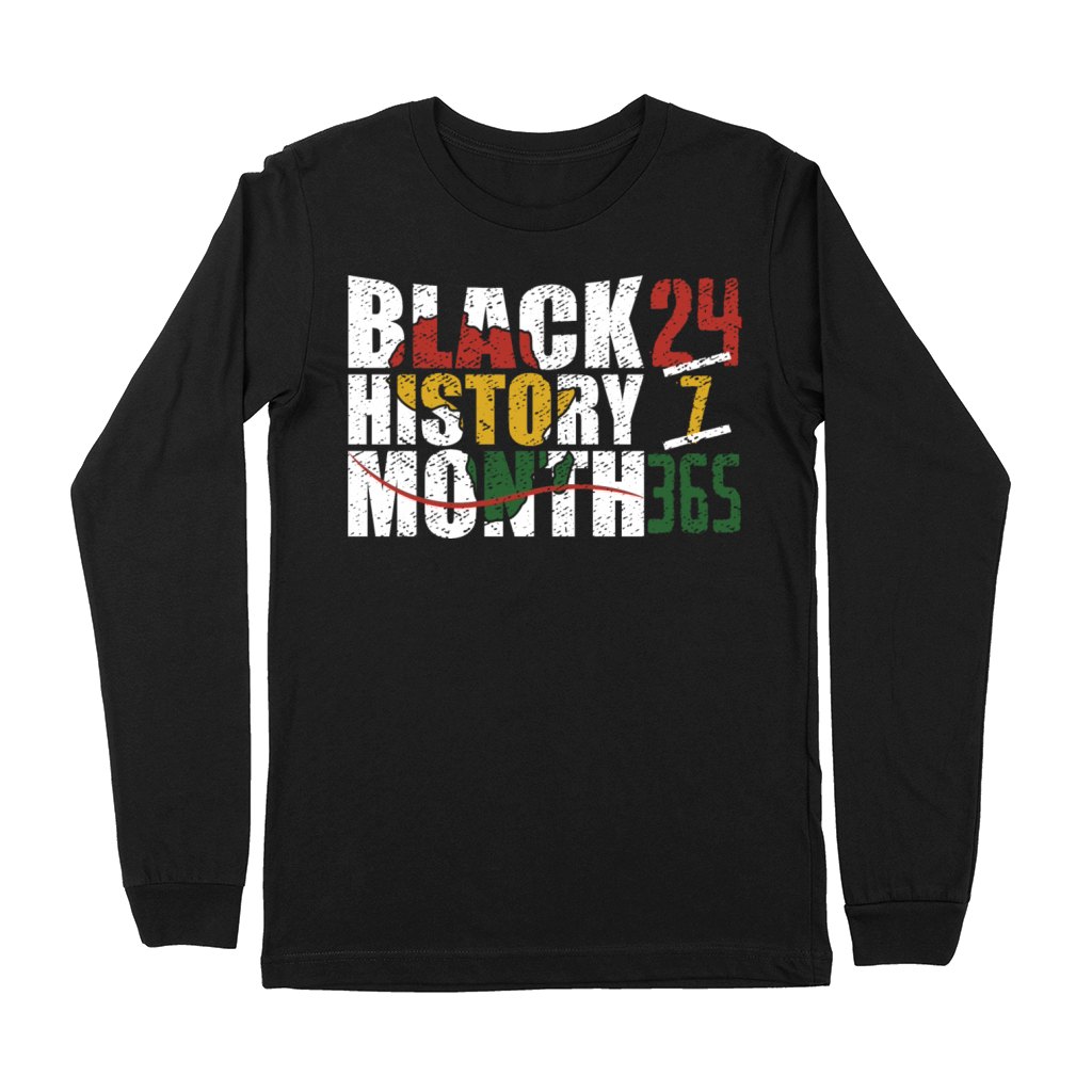 Black history month 24 7 365 with african map flag Premium Long Sleeve