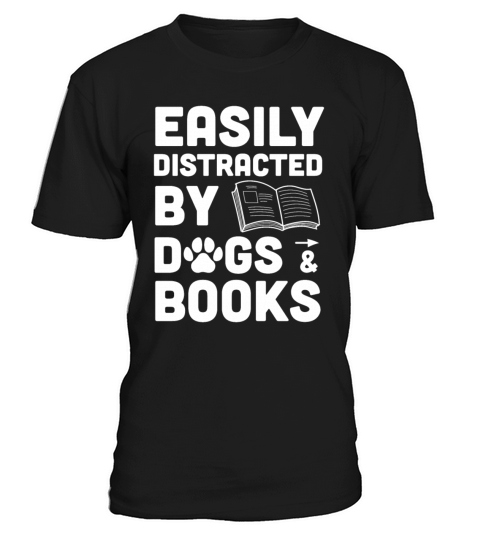 Easily By Dogs Book Lover Reader Funny Reading T-Shirt Unisex