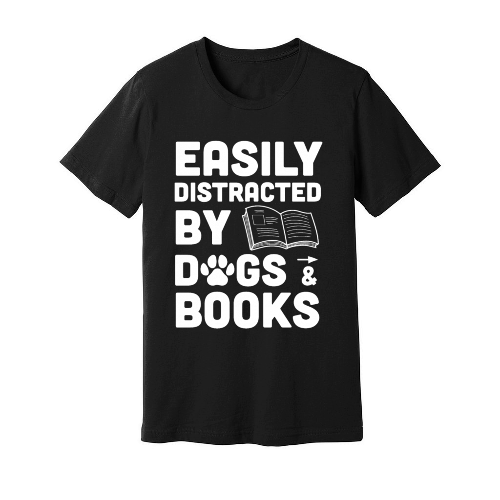 Easily By Dogs Book Lover Reader Funny Reading Unisex Jersey Tee