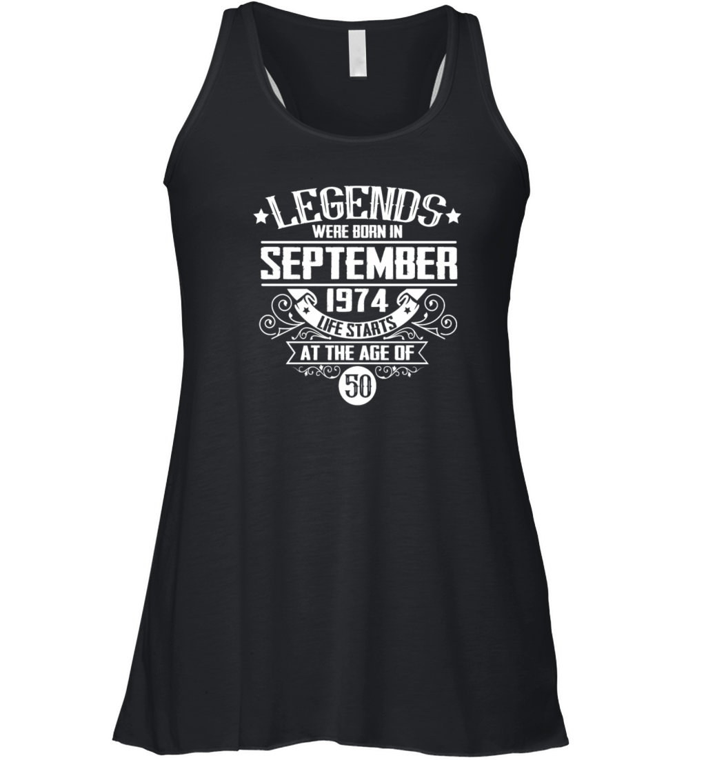 50th birthday legends born September 1974 vintage Women's Flowy Tank Top