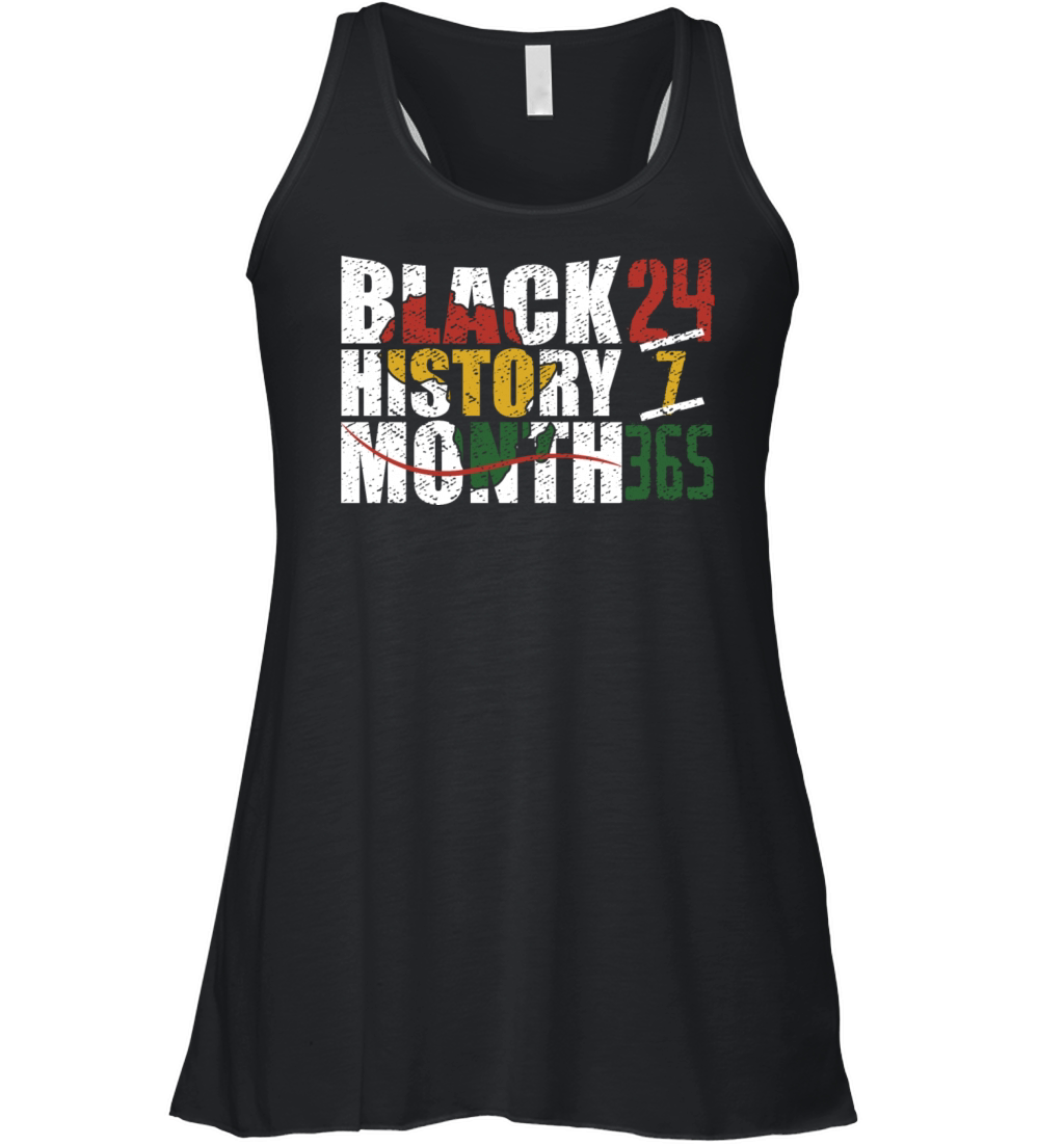 Black history month 24 7 365 with african map flag Women's Flowy Tank Top