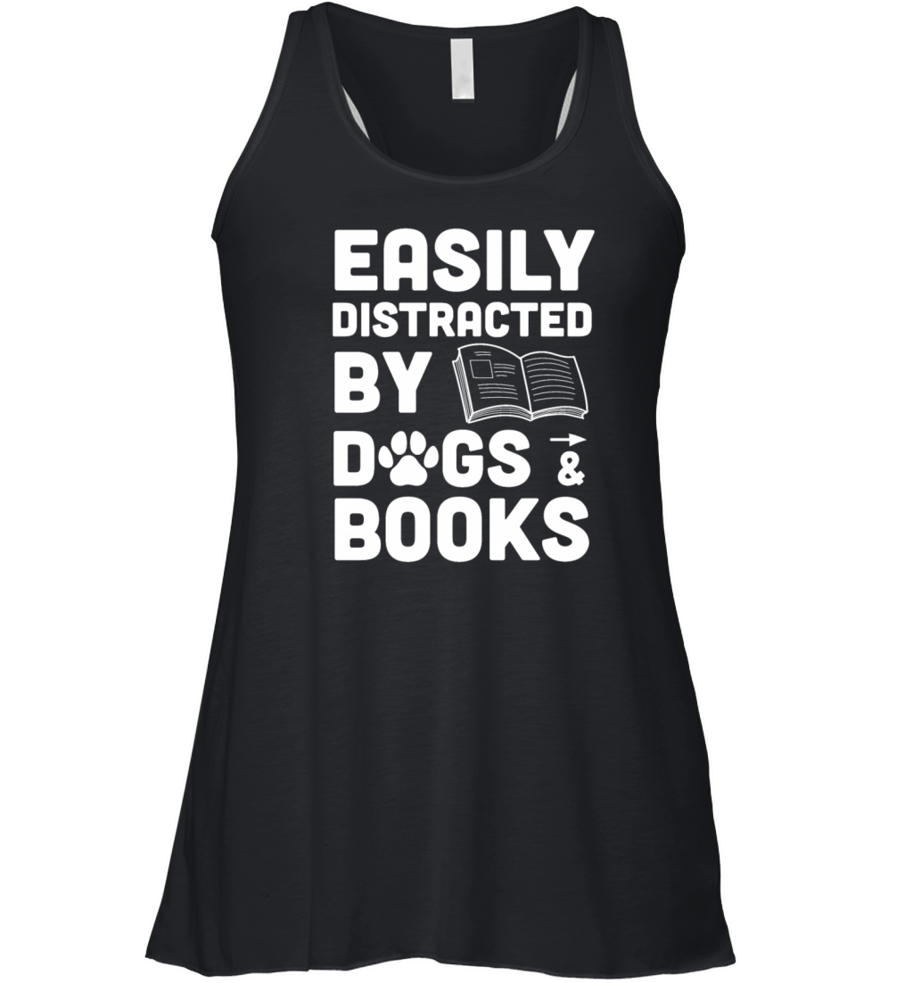Easily By Dogs Book Lover Reader Funny Reading Women's Flowy Tank Top