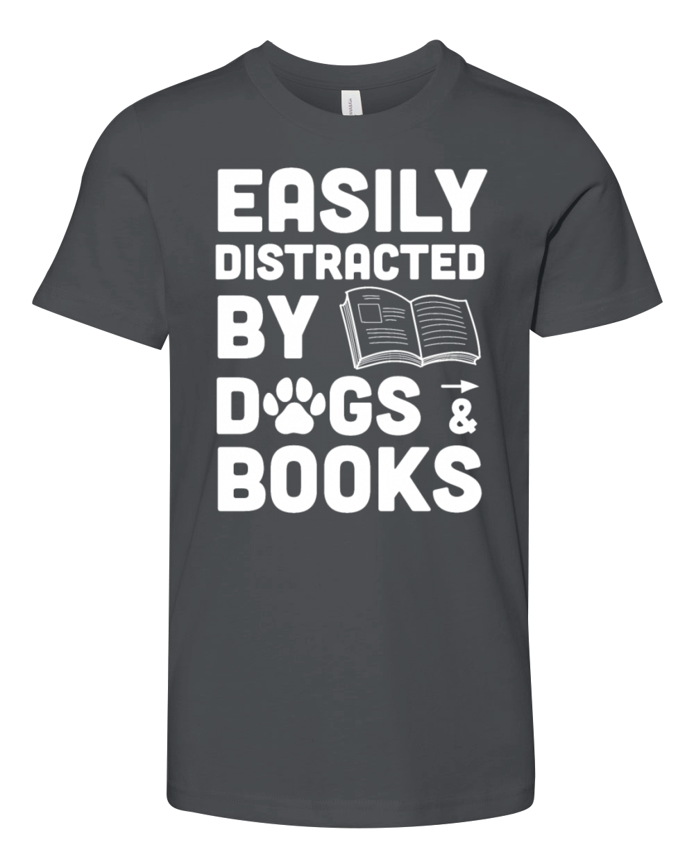 Easily By Dogs Book Lover Reader Funny Reading Youth Unisex Jersey Tee