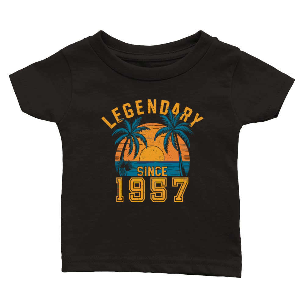 Legendary Since 1957 Birthday Sunset Retro Palm Classic Baby Crewneck T-shirt