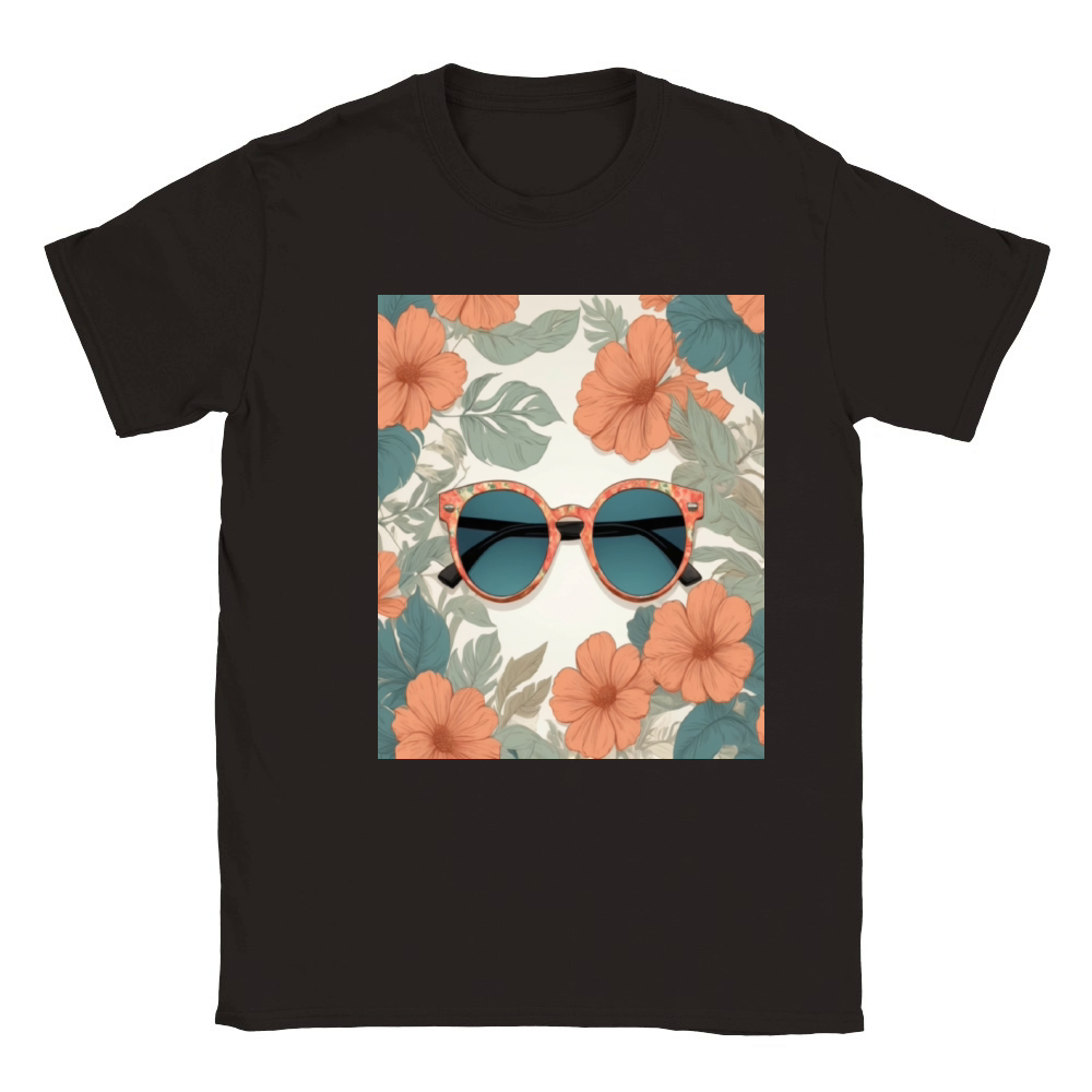 Floral Sunglasses Classic Kids Crewneck T-shirt