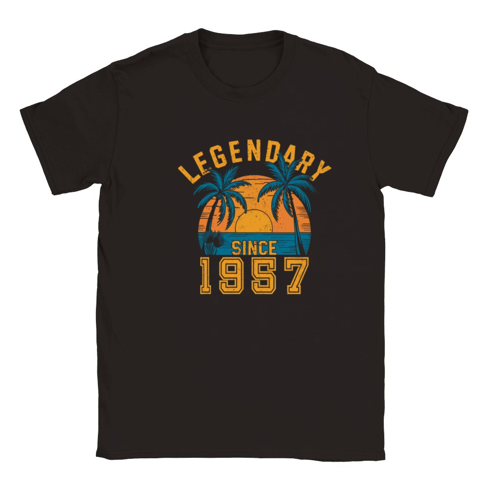 Legendary Since 1957 Birthday Sunset Retro Palm Classic Kids Crewneck T-shirt