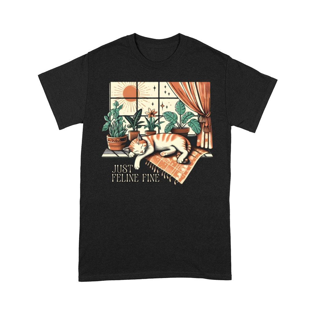 Vintage Retro Art of a Napping Cat Comfort T-shirt