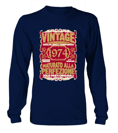 50 Compleanno 50 Uomo Anni Retro Vintage 1974 Reg Long sleeved Unisex