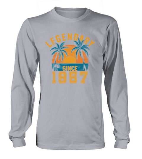 Legendary Since 1957 Birthday Sunset Retro Palm Long sleeved Unisex