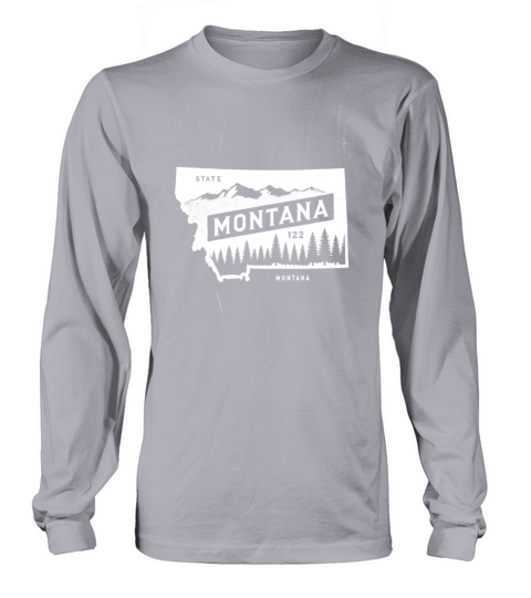 Montana Vintage State Map Badge Long sleeved Unisex