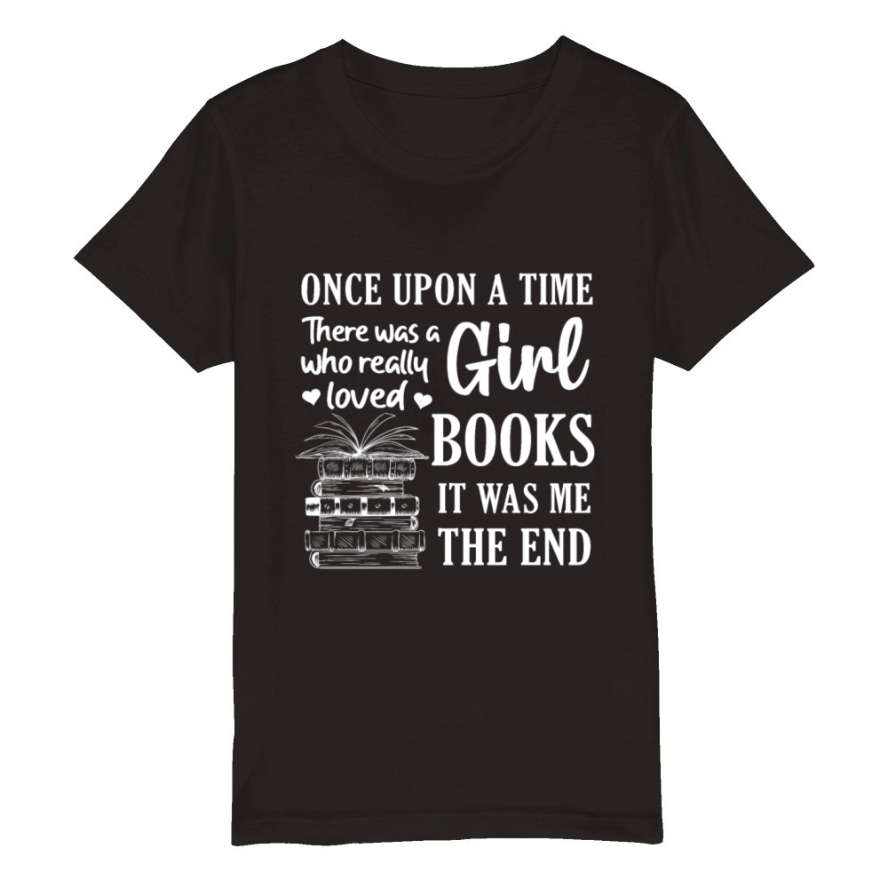Girls Book Lover Reader Desing Funny Reading Organic Kids Crewneck T-shirt