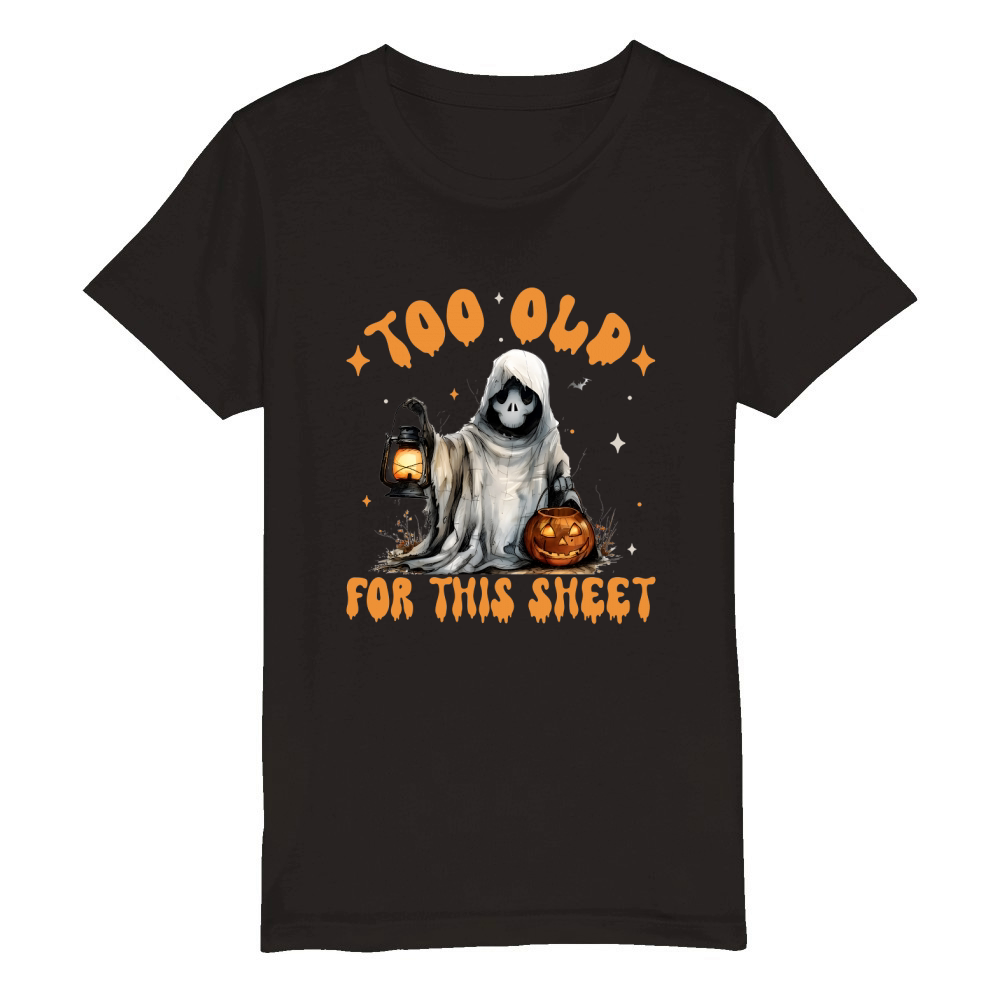 too old for this sheet Organic Kids Crewneck T-shirt
