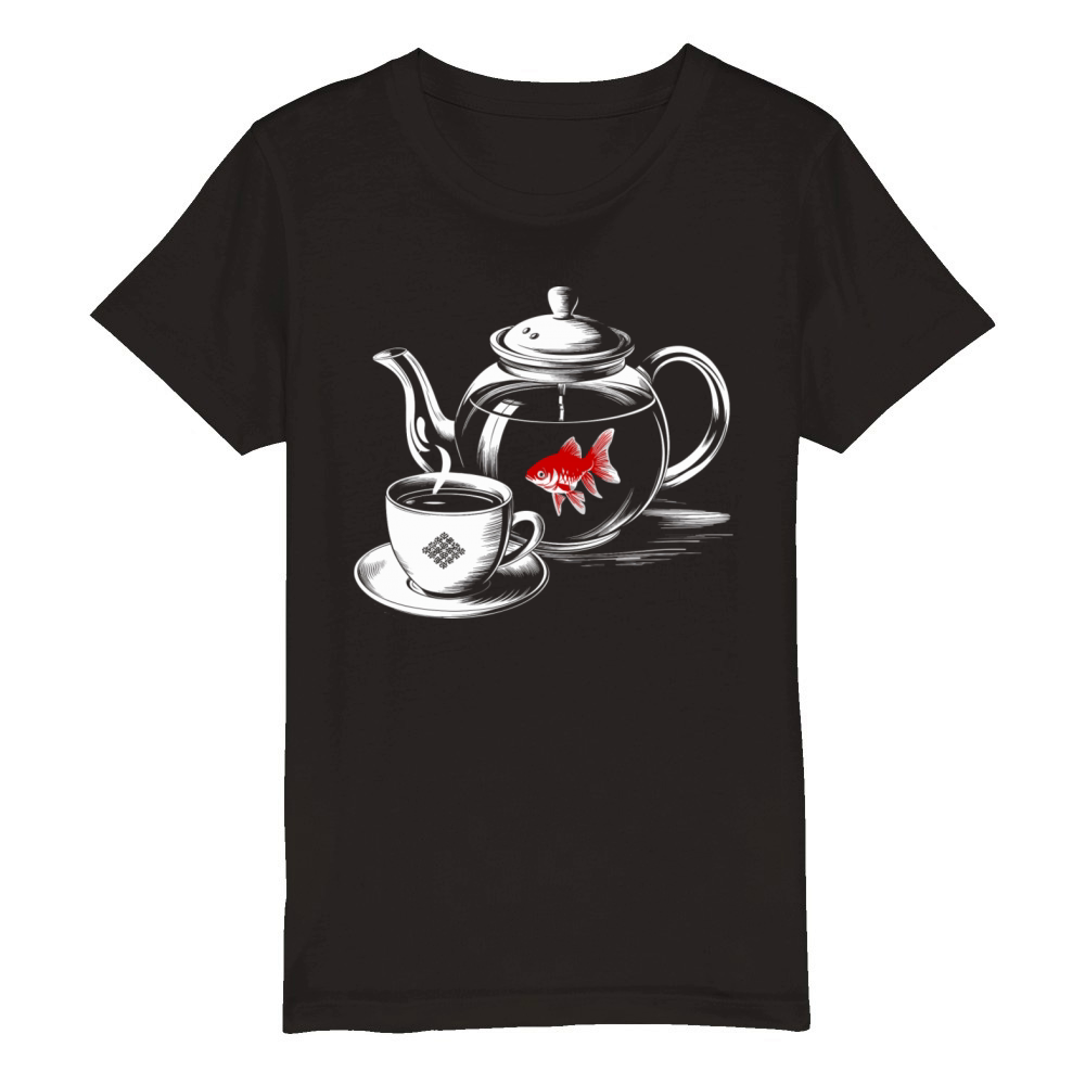 Twin Peaks A Fish In The Percolator Vintage Coffee Organic Kids Crewneck T-shirt