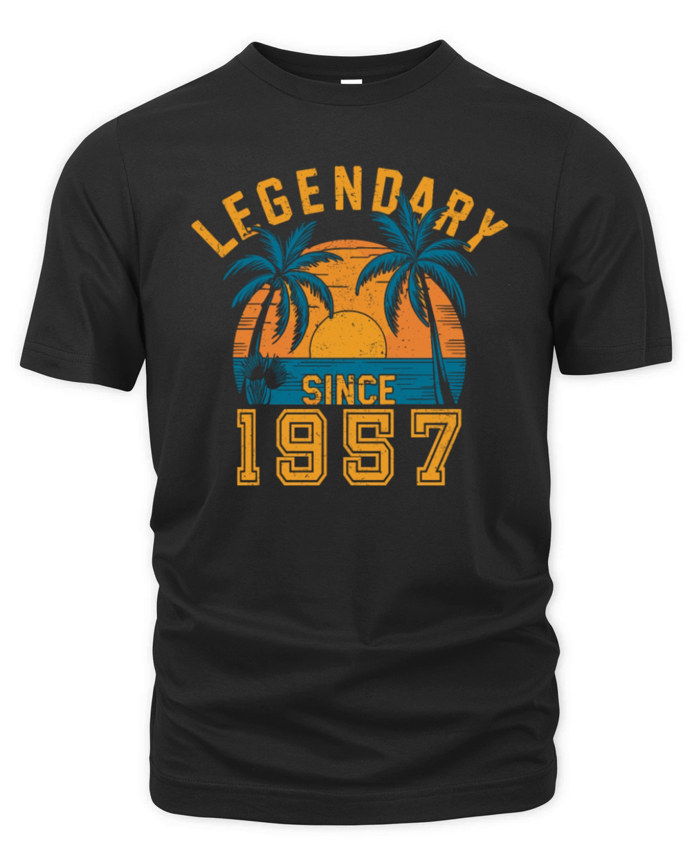 Legendary Since 1957 Birthday Sunset Retro Palm Organic Unisex T-shirt