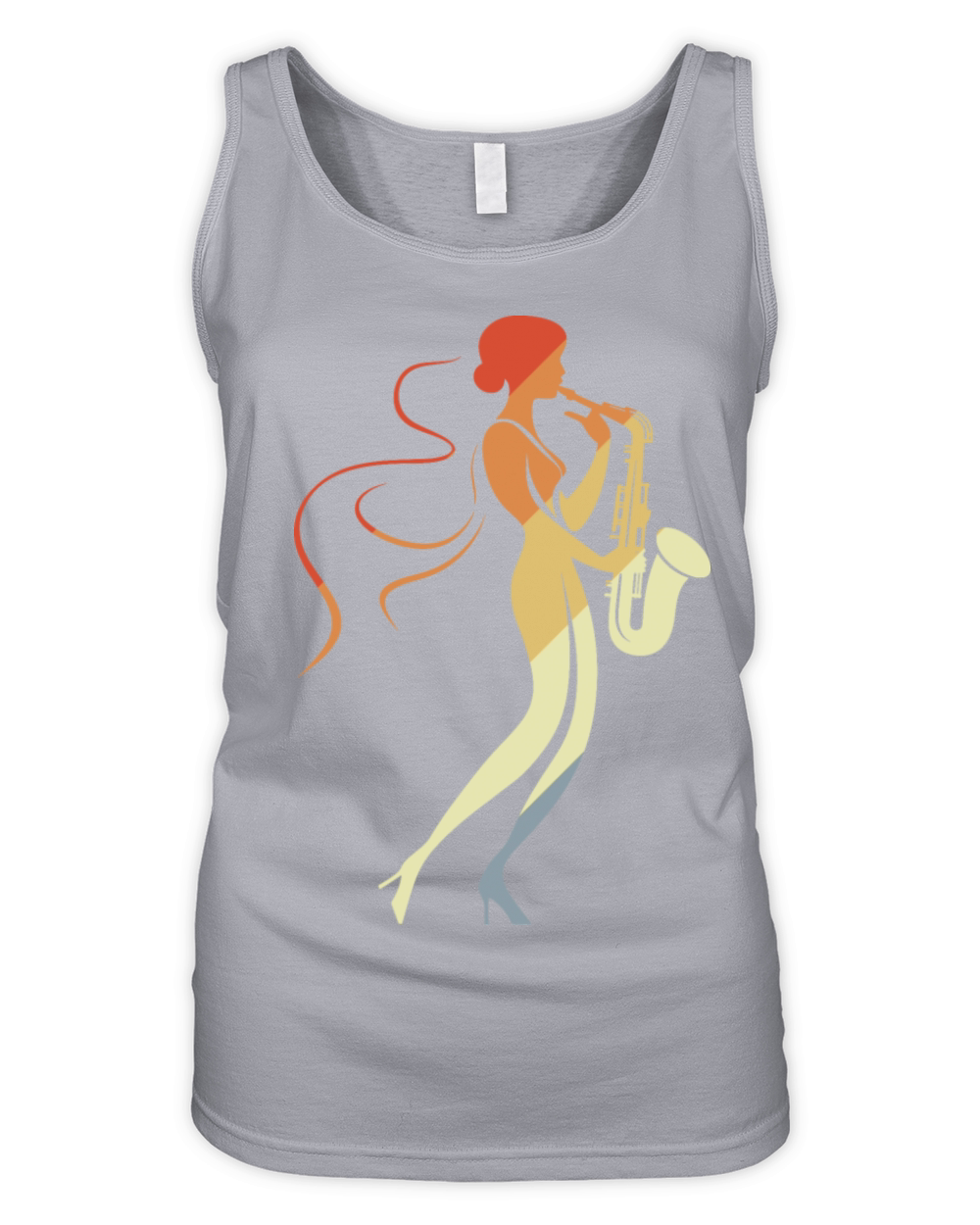 Saxophone Girl Graphic Vintage Look Organic Women's Tank Top