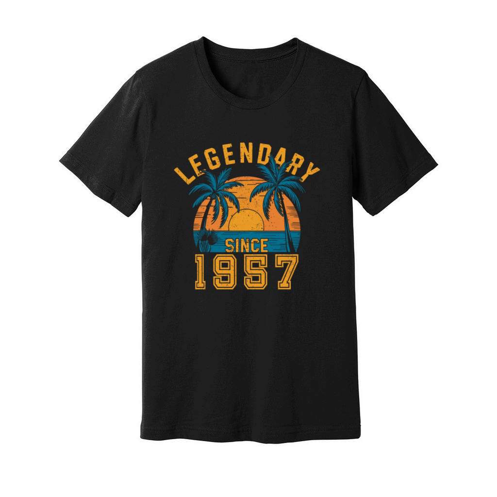 Legendary Since 1957 Birthday Sunset Retro Palm Unisex Jersey Tee