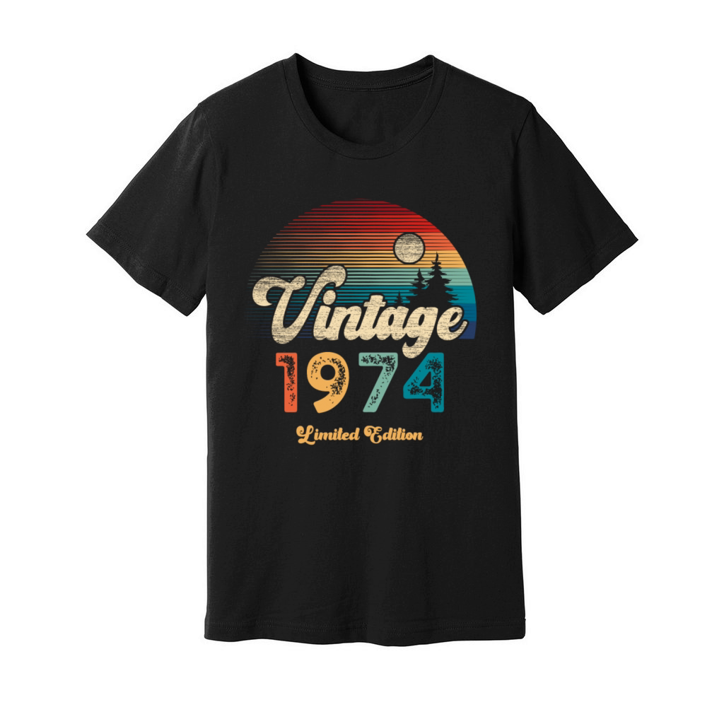 Vintage 1974 Birthday Retro Unisex Jersey Tee