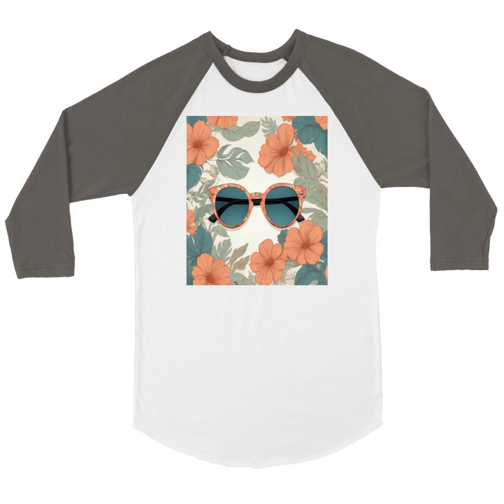 Floral Sunglasses Unisex ¾ sleeve Raglan T-shirt