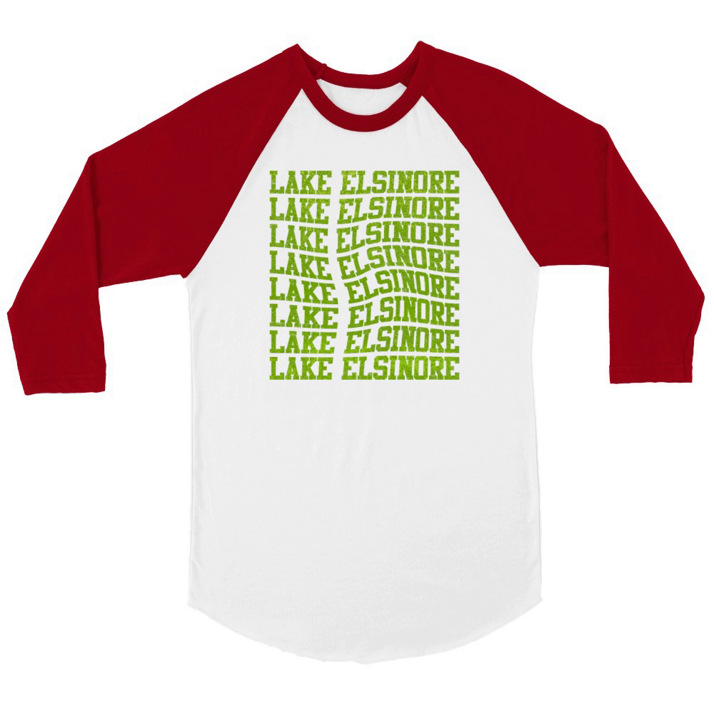 LAKE ELSINORE CALIFORNIA USA Golden State Lakes Unisex ¾ sleeve Raglan T-shirt