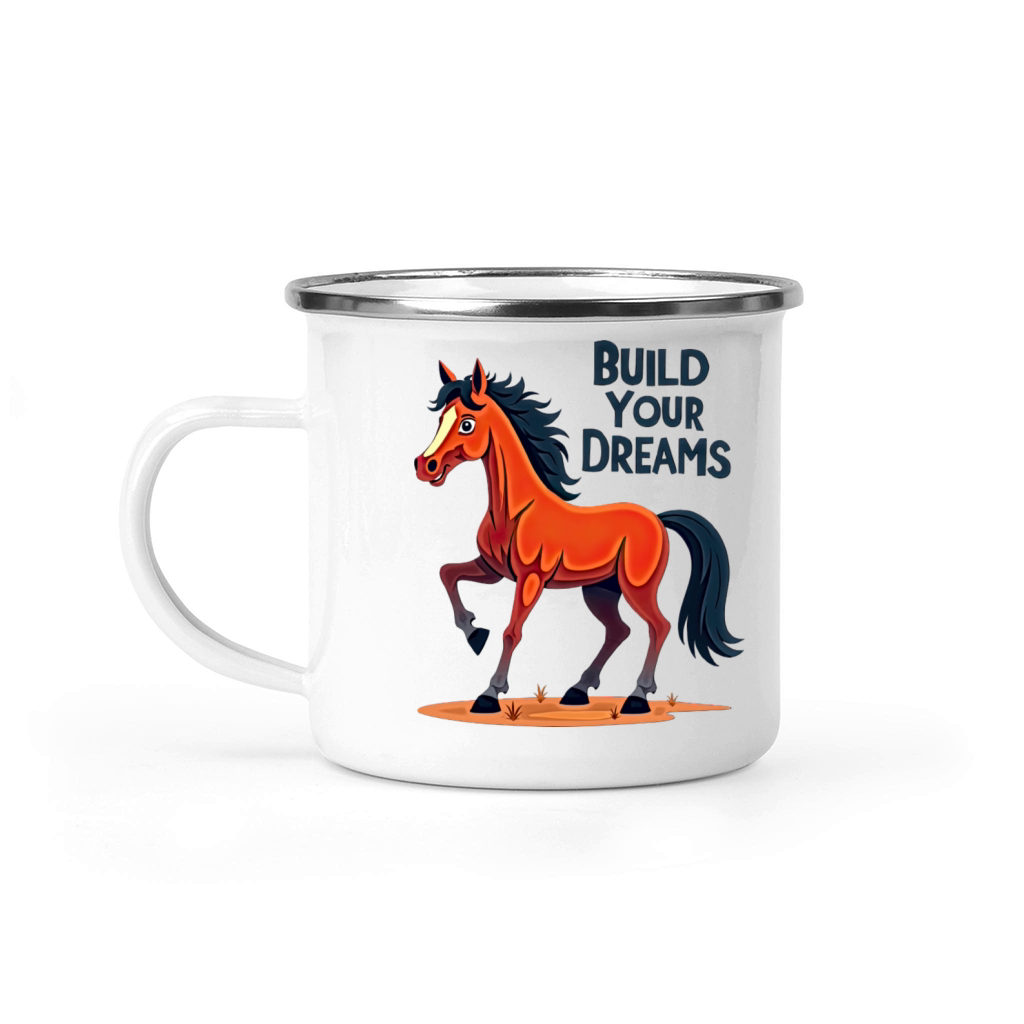 Cartoon Horse Build Your Dreams Camping Mug