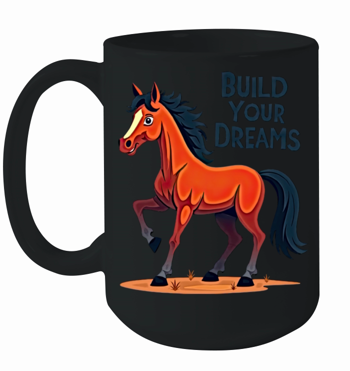 Cartoon Horse Build Your Dreams Ceramic Mug