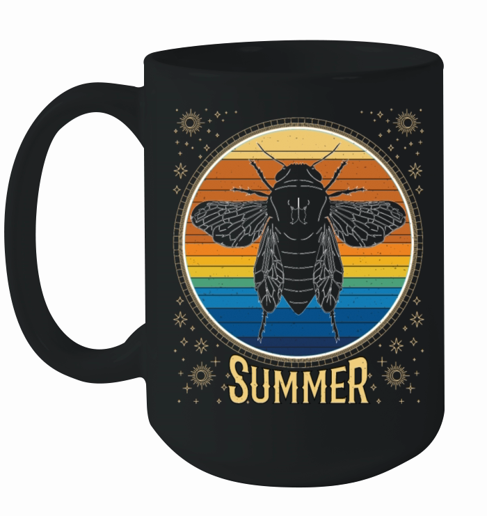 Cicada Retro Sunset 70s Vintage Cicadas Bug Ceramic Mug