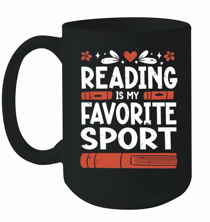 Reading Is My Favorite Sport Bookworm Ceramic Mug