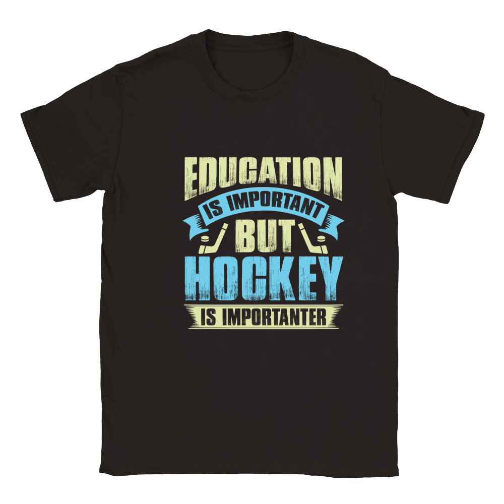 Education is important but hockey is importanter Classic Kids Crewneck T-shirt