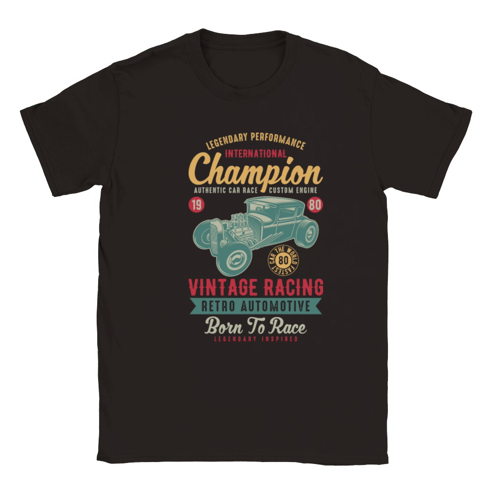 Vintage Racing Car Champion Retro Design Classic Kids Crewneck T-shirt