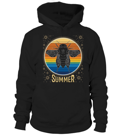 Cicada Retro Sunset 70s Vintage Cicadas Bug Hoodie Unisex