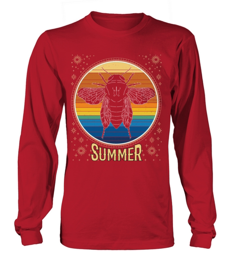 Cicada Retro Sunset 70s Vintage Cicadas Bug Long sleeved Unisex