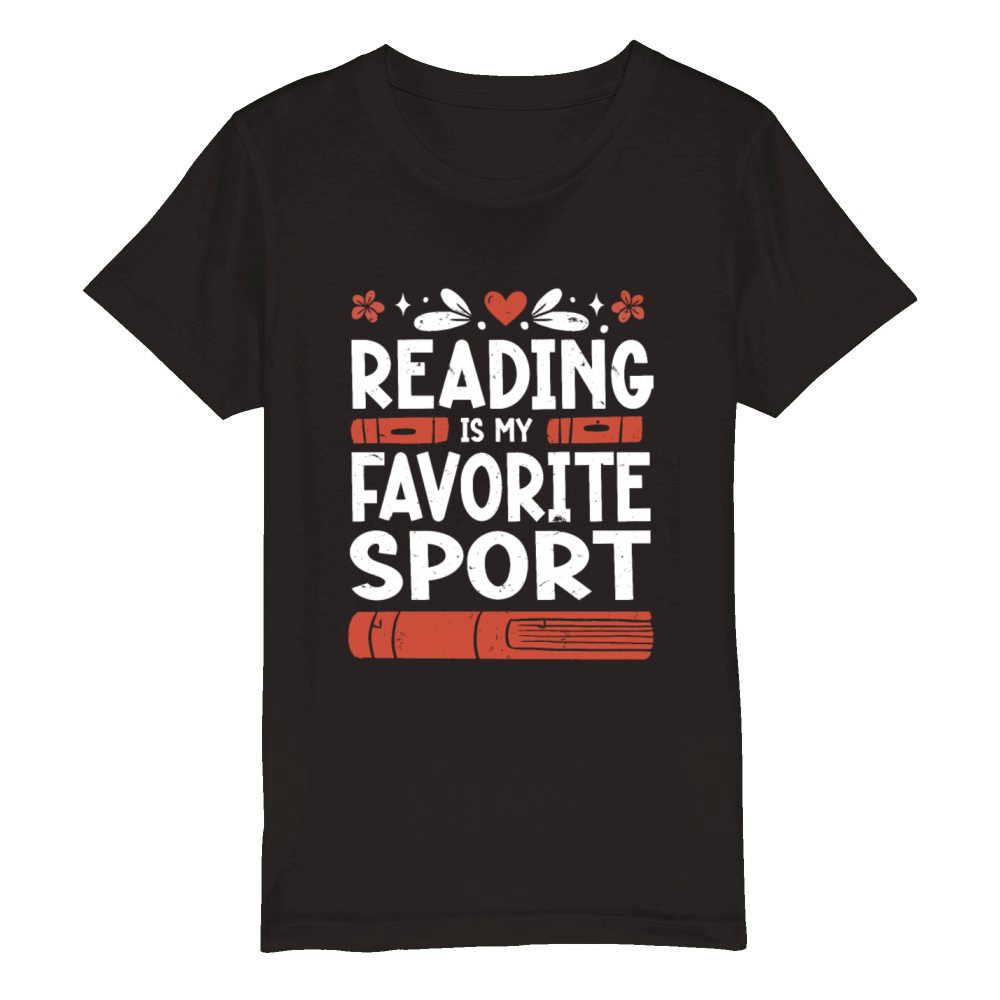Reading Is My Favorite Sport Bookworm Organic Kids Crewneck T-shirt