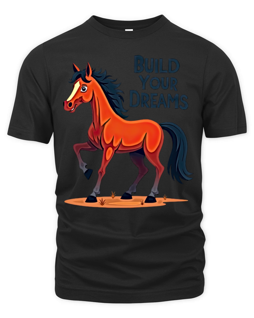 Cartoon Horse Build Your Dreams Organic Unisex T-shirt