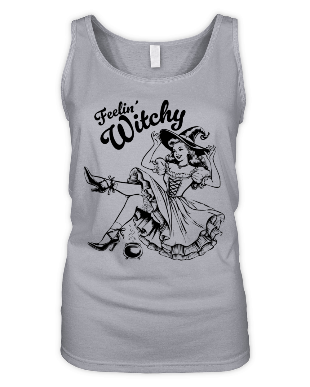 Feelin Witchy Vintage Pin up Girls Halloween Organic Women's Tank Top
