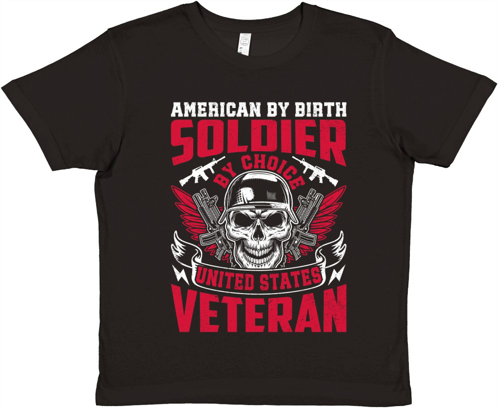 American By Birth Soldier By Choice United States Veteran Premium Kids Crewneck T-shirt